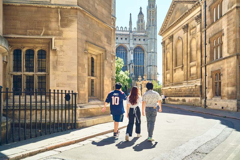 Three students in Cambridge. Oxbridge