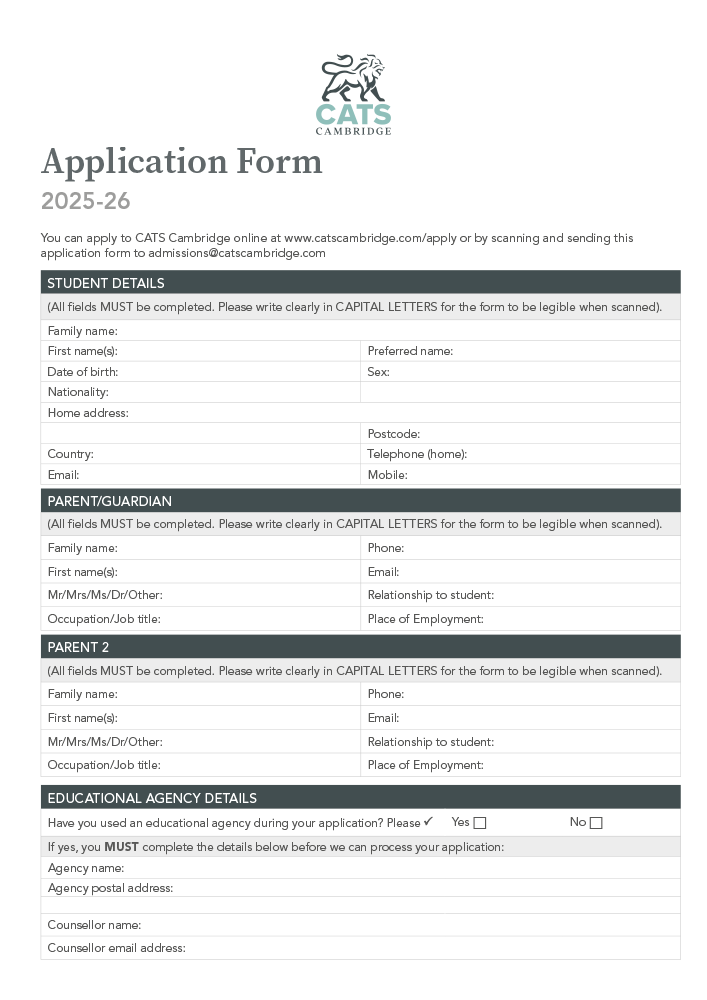 CATS Cambridge Application Form 2025-26 1